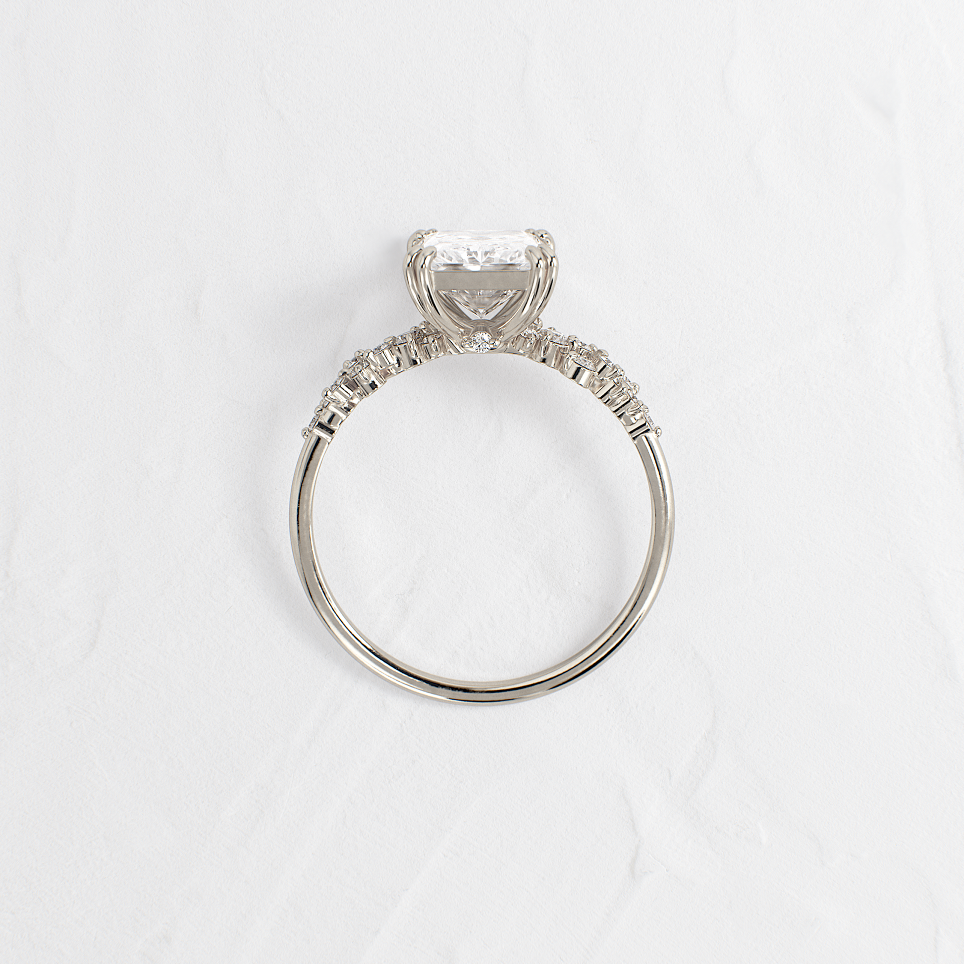 Cluster Style Double Prong-Radiant Lab Grown Diamond Engagement Ring