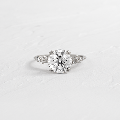 Cluster & Double Prong-Round Lab Grown Diamond Engagement Ring