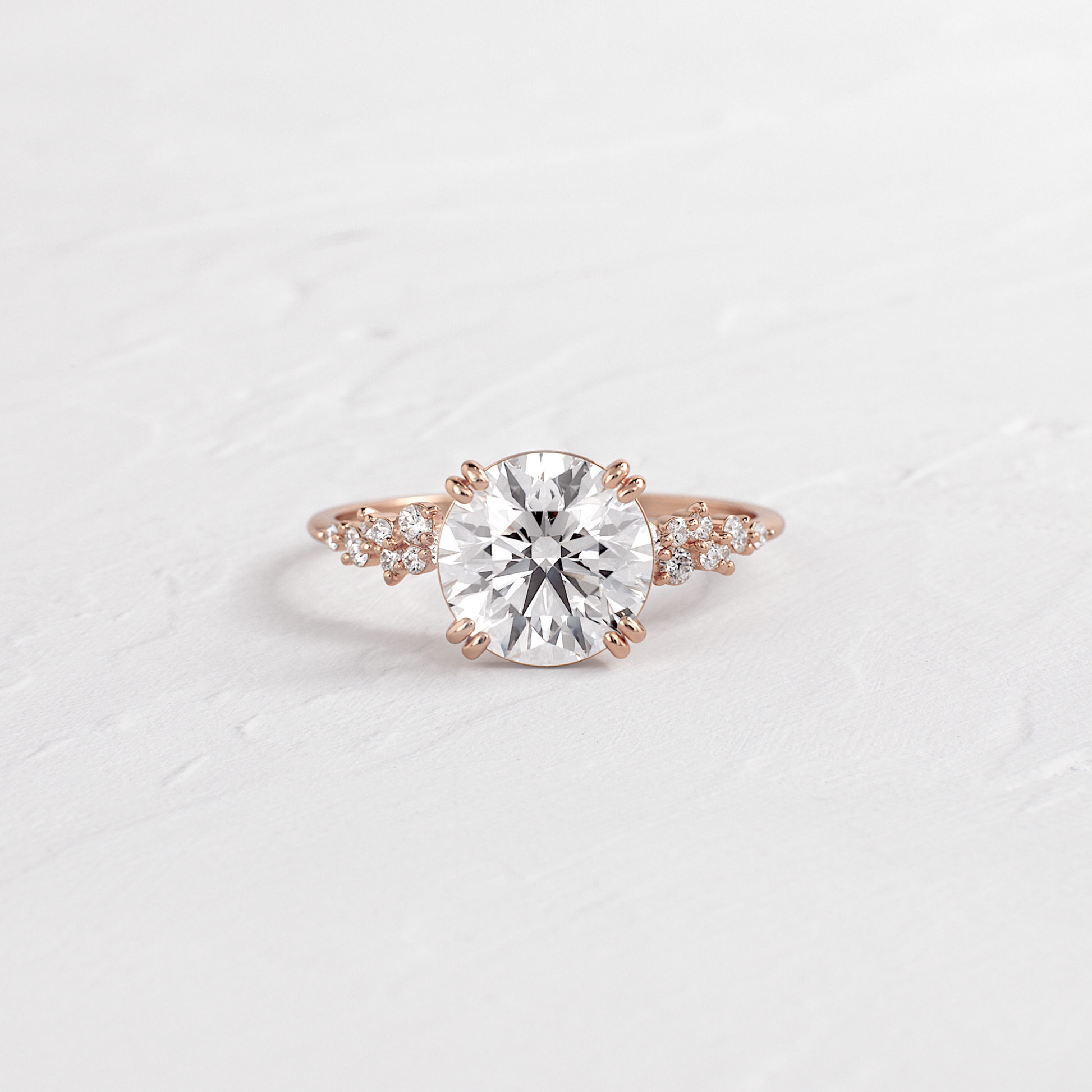Cluster & Double Prong-Round Lab Grown Diamond Engagement Ring