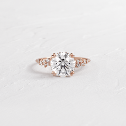 Cluster & Double Prong-Round Lab Grown Diamond Engagement Ring