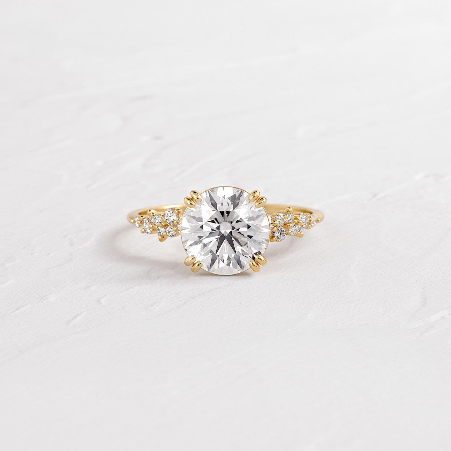 Cluster & Double Prong-Round Lab Grown Diamond Engagement Ring