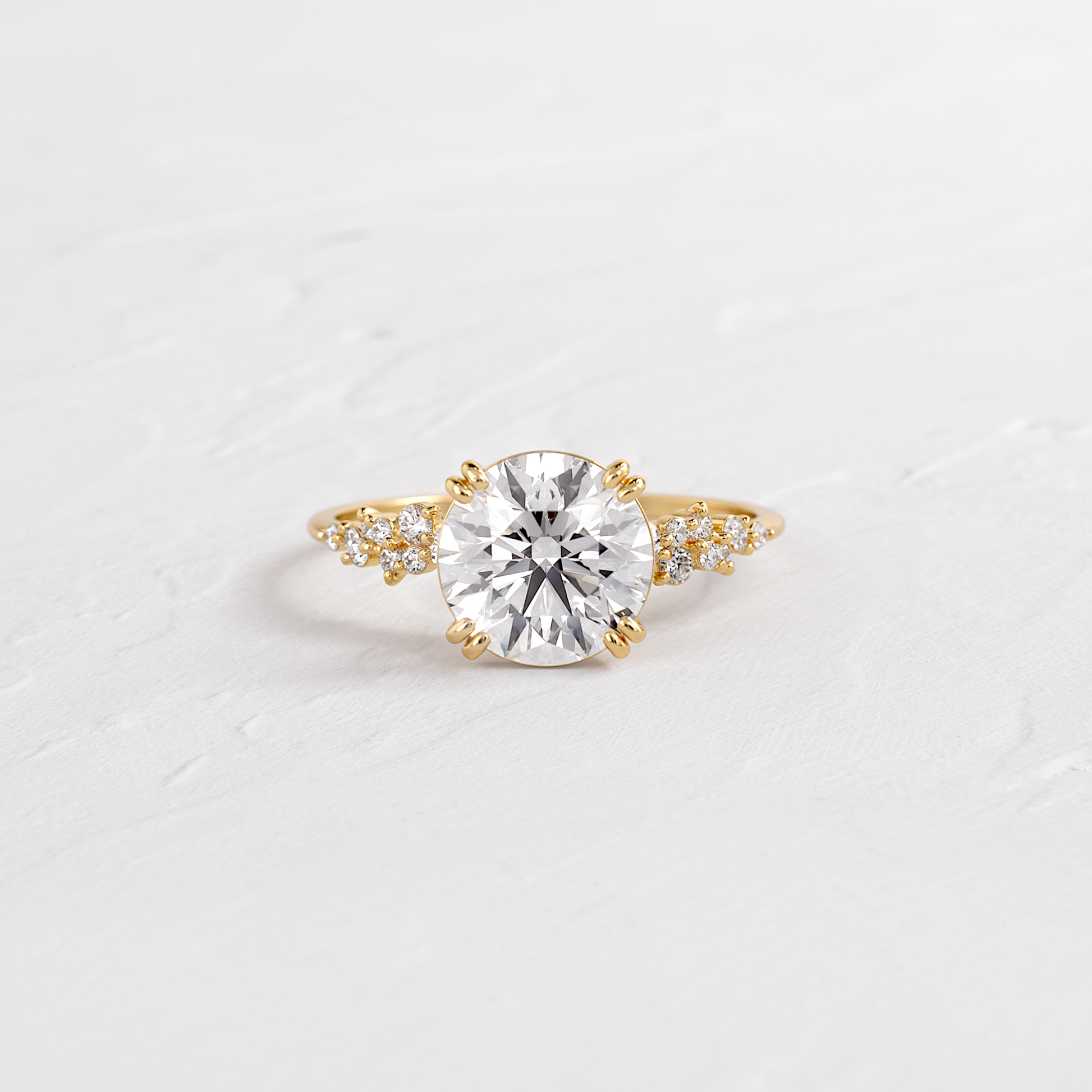 Cluster & Double Prong-Round Lab Grown Diamond Engagement Ring