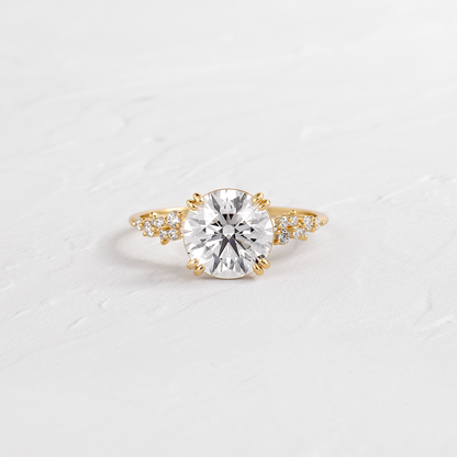 Cluster & Double Prong-Round Lab Grown Diamond Engagement Ring