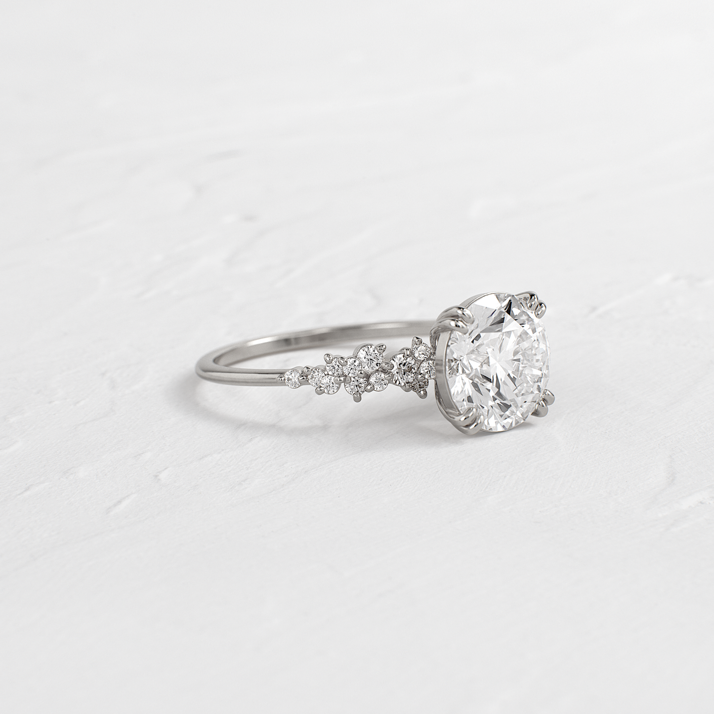 Cluster & Double Prong-Round Lab Grown Diamond Engagement Ring