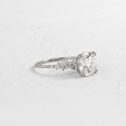 Cluster & Double Prong-Round Lab Grown Diamond Engagement Ring