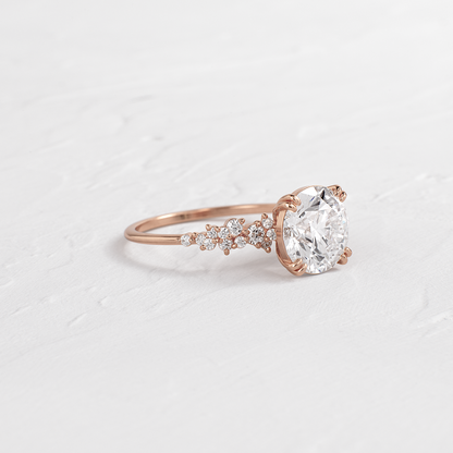 Cluster & Double Prong-Round Lab Grown Diamond Engagement Ring