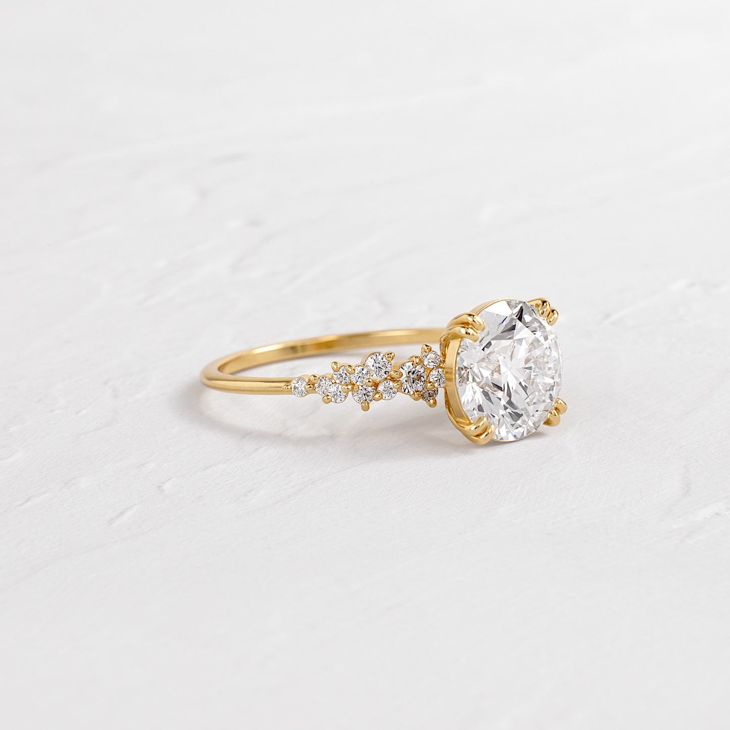Cluster & Double Prong-Round Lab Grown Diamond Engagement Ring