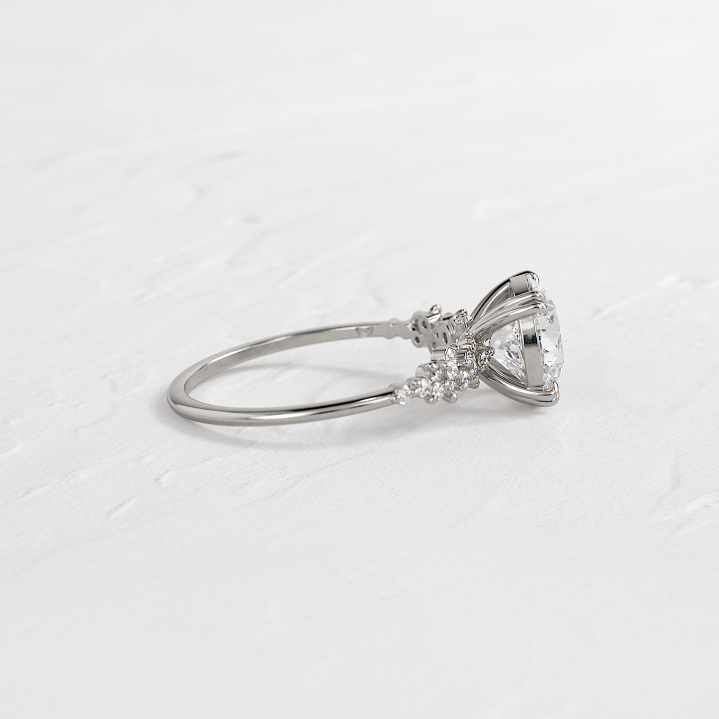 Cluster & Double Prong-Round Lab Grown Diamond Engagement Ring
