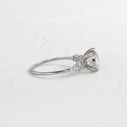 Cluster & Double Prong-Round Lab Grown Diamond Engagement Ring