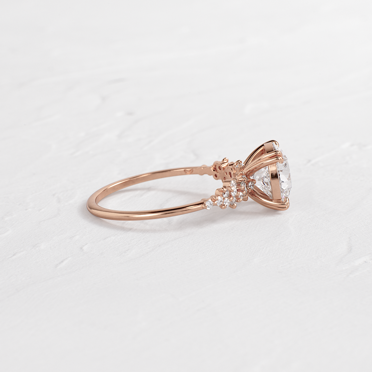 Cluster & Double Prong-Round Lab Grown Diamond Engagement Ring