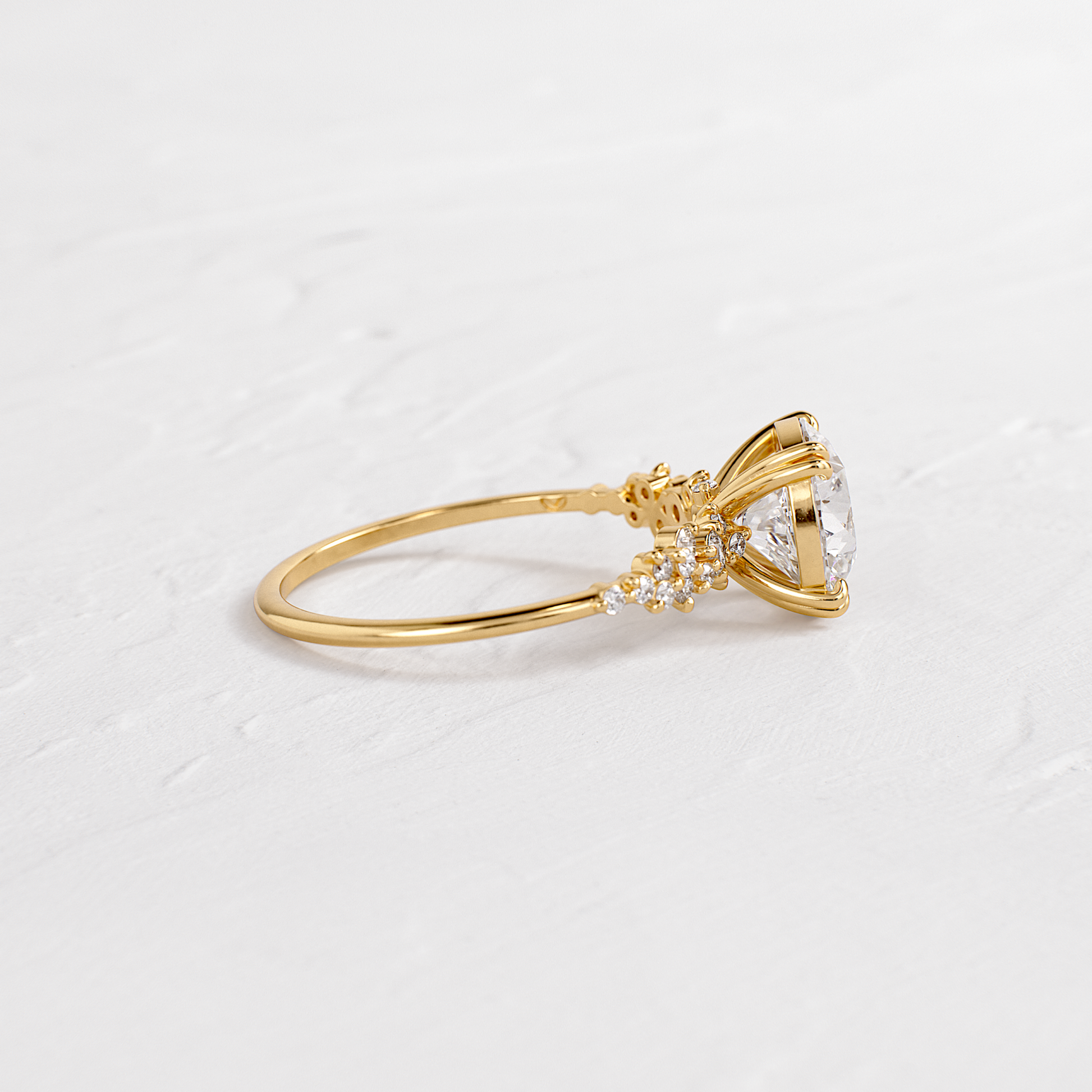 Cluster & Double Prong-Round Lab Grown Diamond Engagement Ring