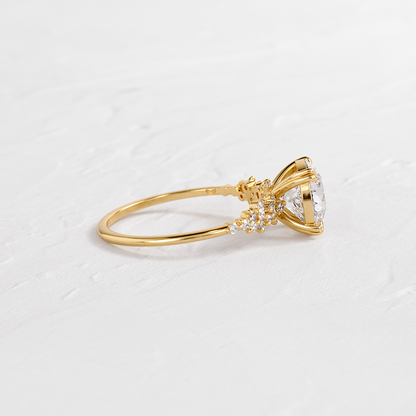 Cluster & Double Prong-Round Lab Grown Diamond Engagement Ring