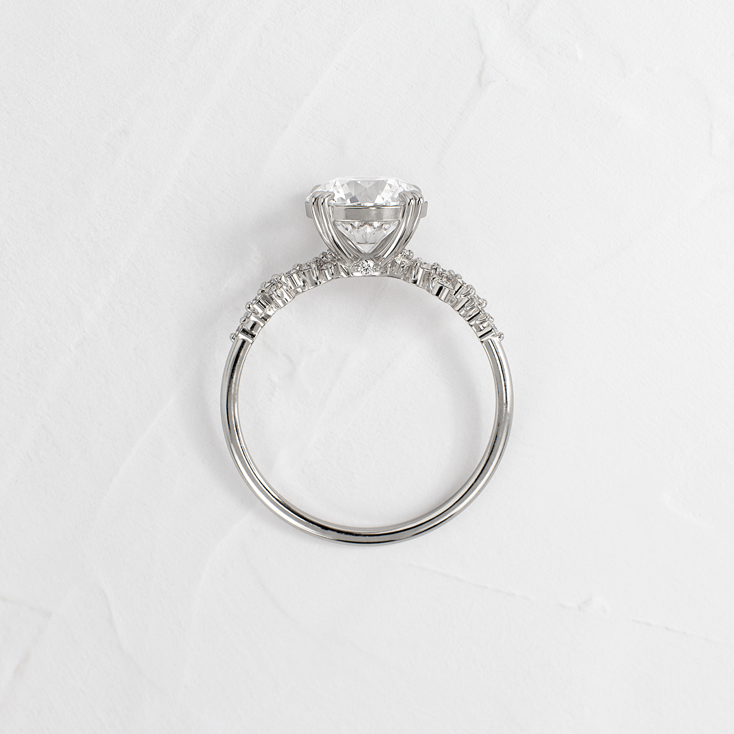 Cluster & Double Prong-Round Lab Grown Diamond Engagement Ring