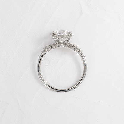 Cluster & Double Prong-Round Lab Grown Diamond Engagement Ring