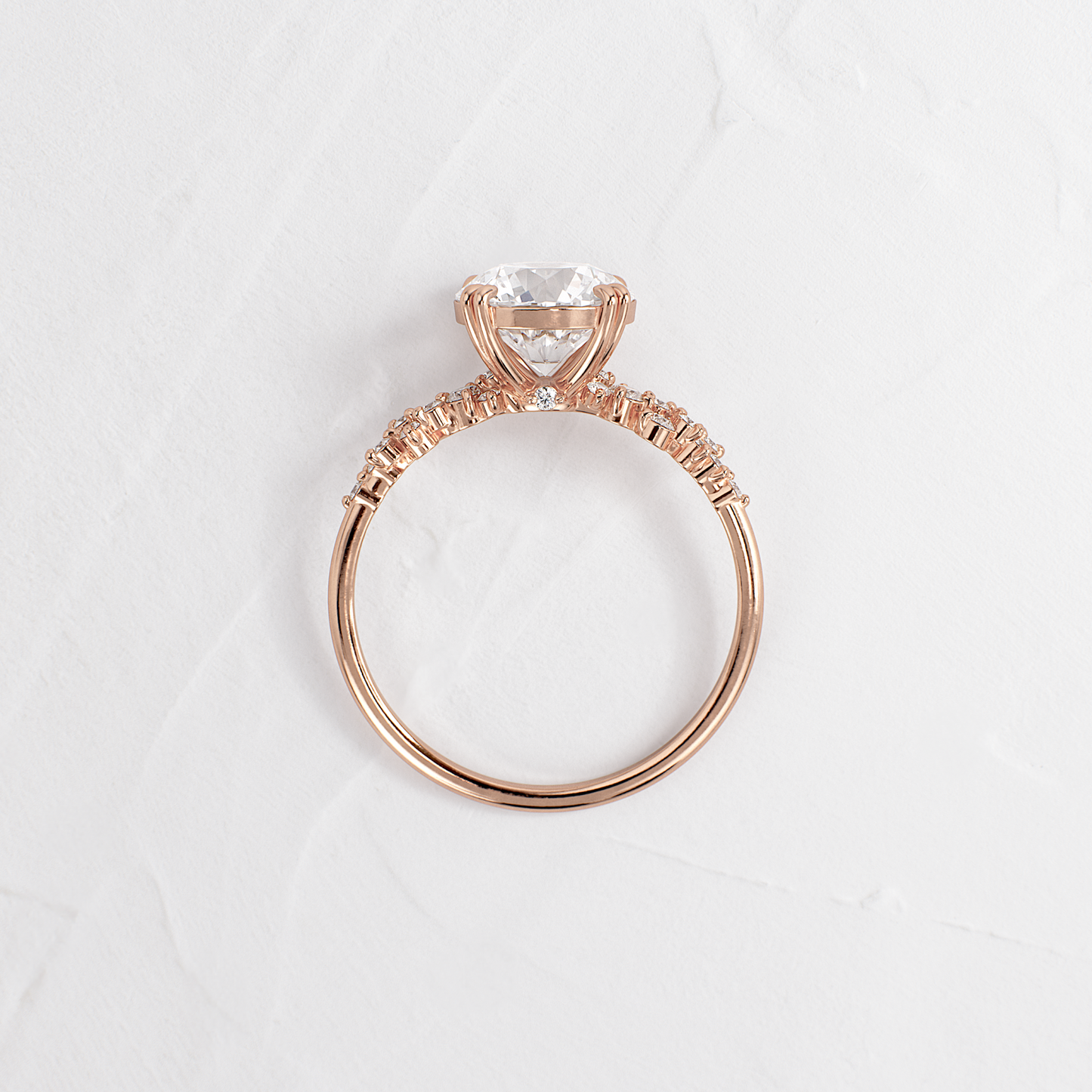 Cluster & Double Prong-Round Lab Grown Diamond Engagement Ring