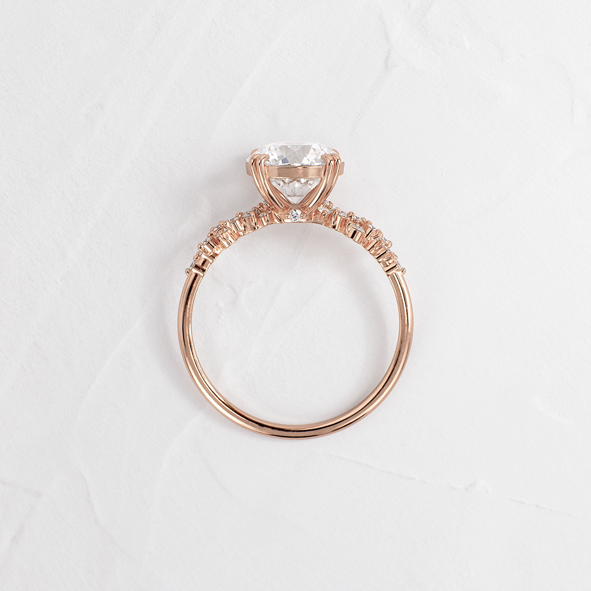 Cluster & Double Prong-Round Lab Grown Diamond Engagement Ring