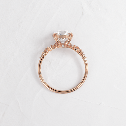 Cluster & Double Prong-Round Lab Grown Diamond Engagement Ring