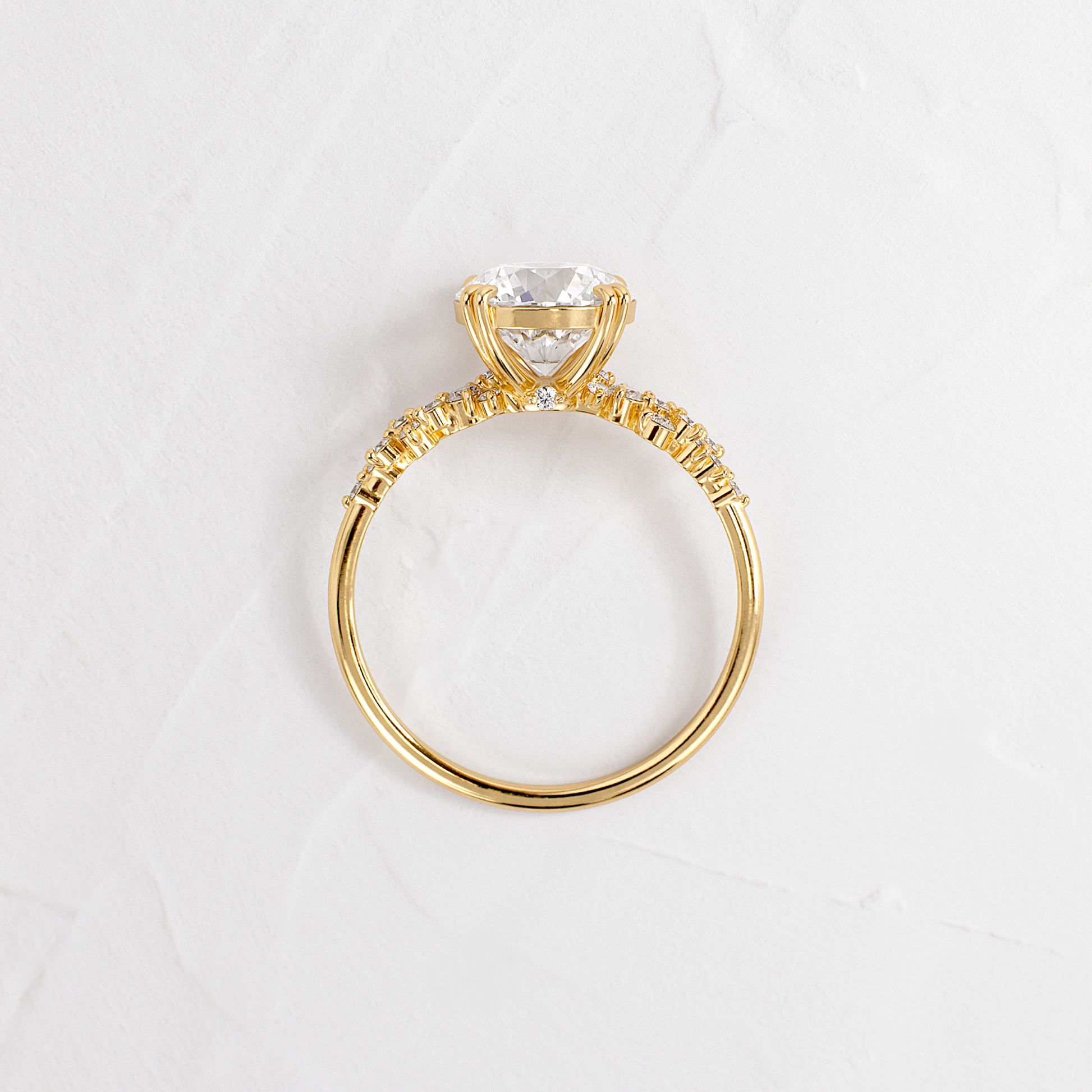Cluster & Double Prong-Round Lab Grown Diamond Engagement Ring