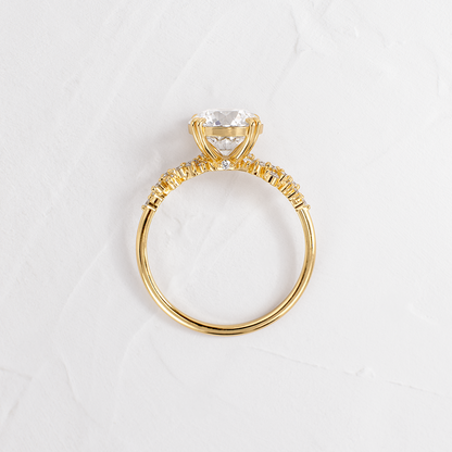 Cluster & Double Prong-Round Lab Grown Diamond Engagement Ring
