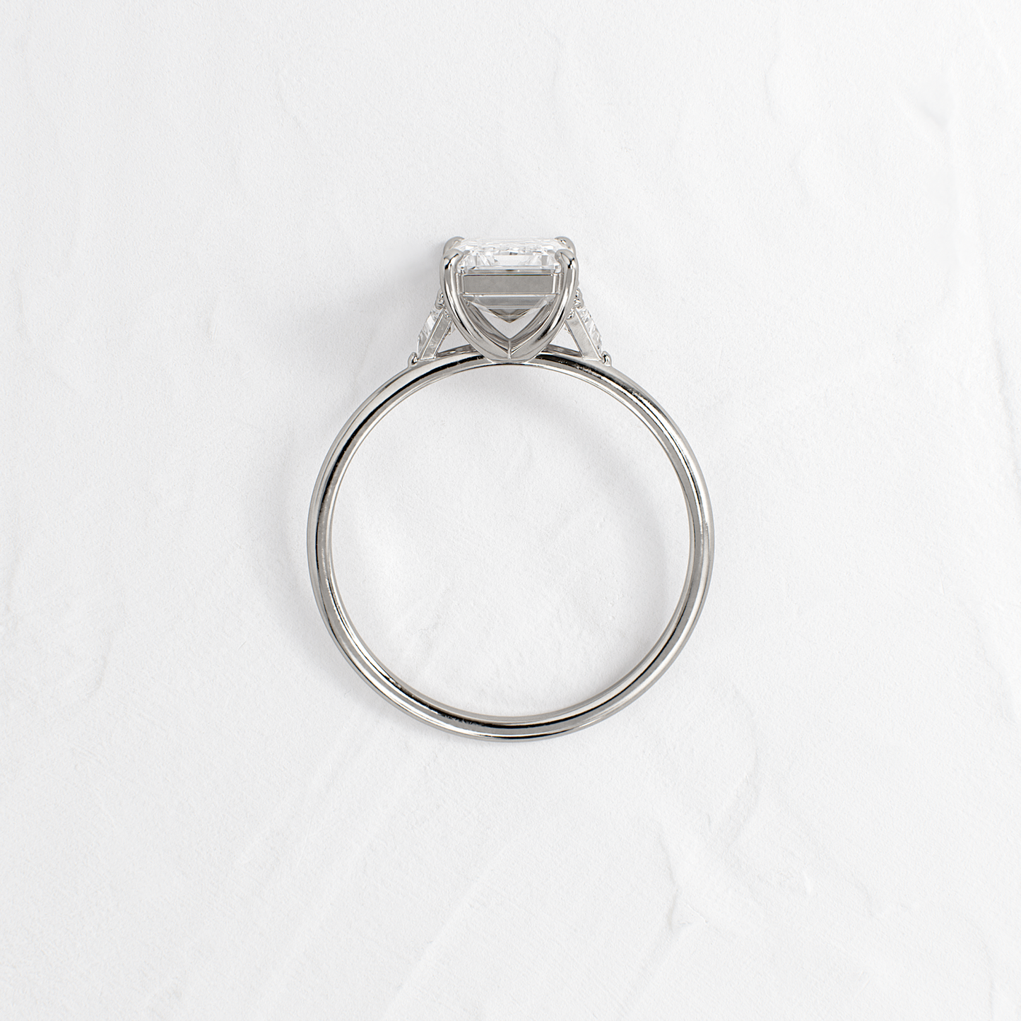 Three Stone with Hidden Stones-Emerald Lab Grown Diamond Engagement Ring