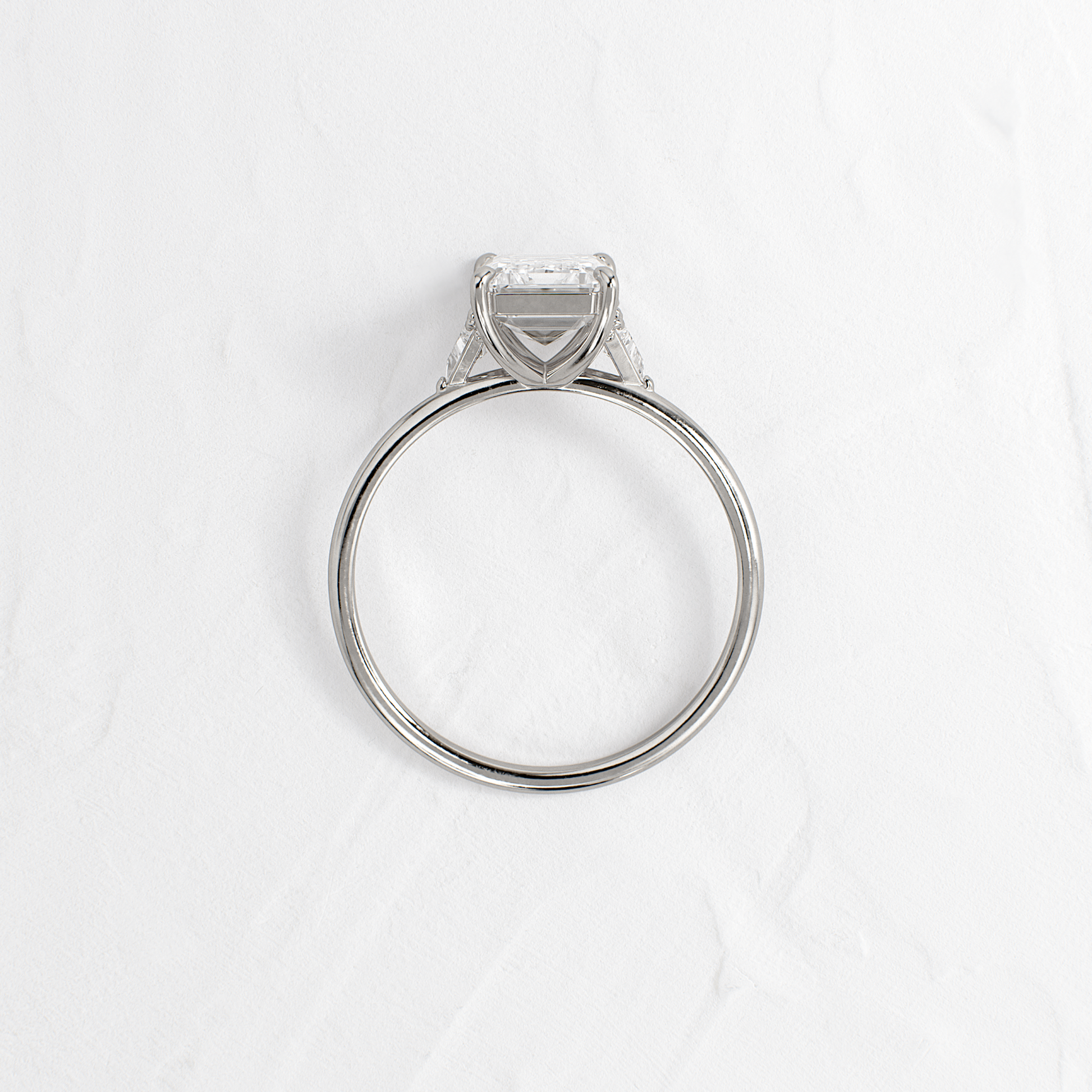 Three Stone with Hidden Stones-Emerald Lab Grown Diamond Engagement Ring