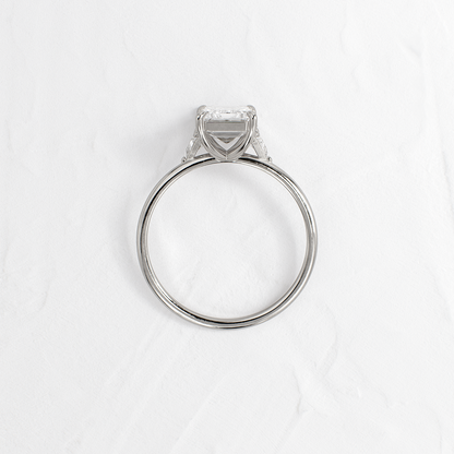 Three Stone with Hidden Stones-Emerald Lab Grown Diamond Engagement Ring