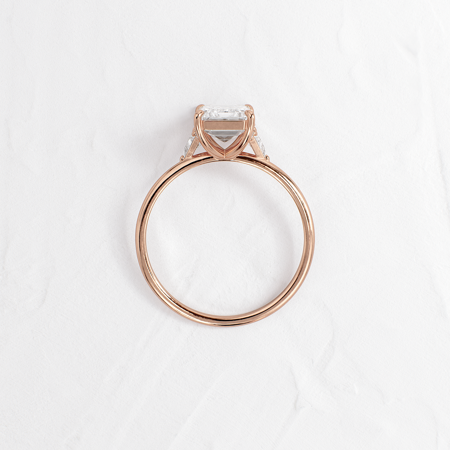 Three Stone with Hidden Stones-Emerald Lab Grown Diamond Engagement Ring