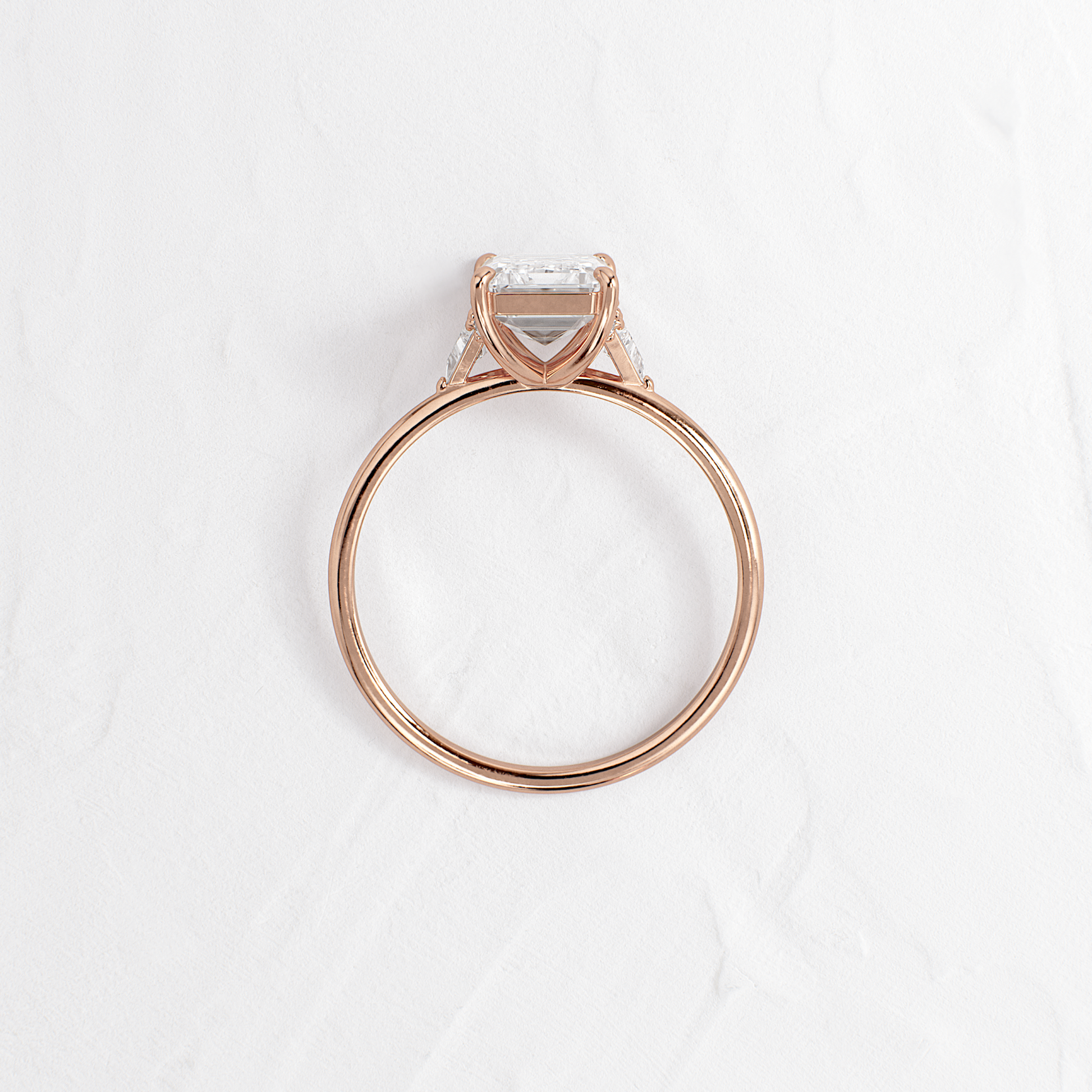 Three Stone with Hidden Stones-Emerald Lab Grown Diamond Engagement Ring