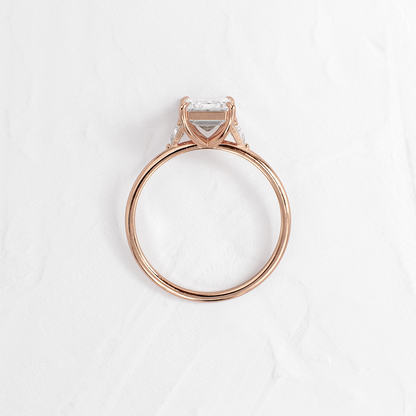 Three Stone with Hidden Stones-Emerald Lab Grown Diamond Engagement Ring