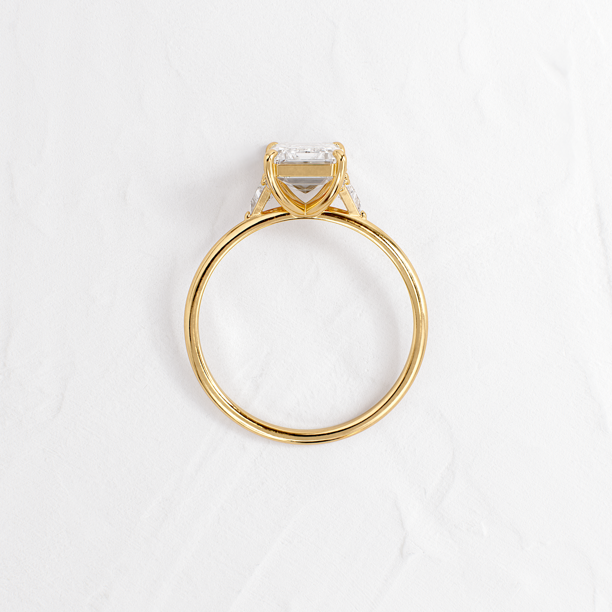 Three Stone with Hidden Stones-Emerald Lab Grown Diamond Engagement Ring