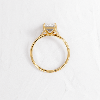 Three Stone with Hidden Stones-Emerald Lab Grown Diamond Engagement Ring