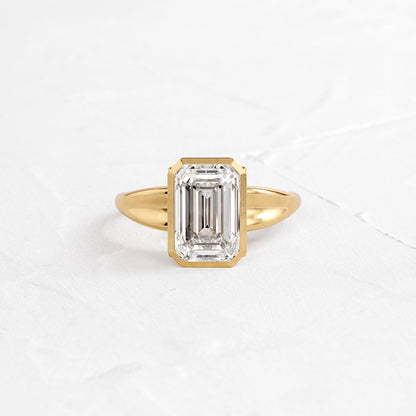 Bezel Tapered Shank with Hidden Stones-Emerald Lab Grown Diamond Engagement Ring