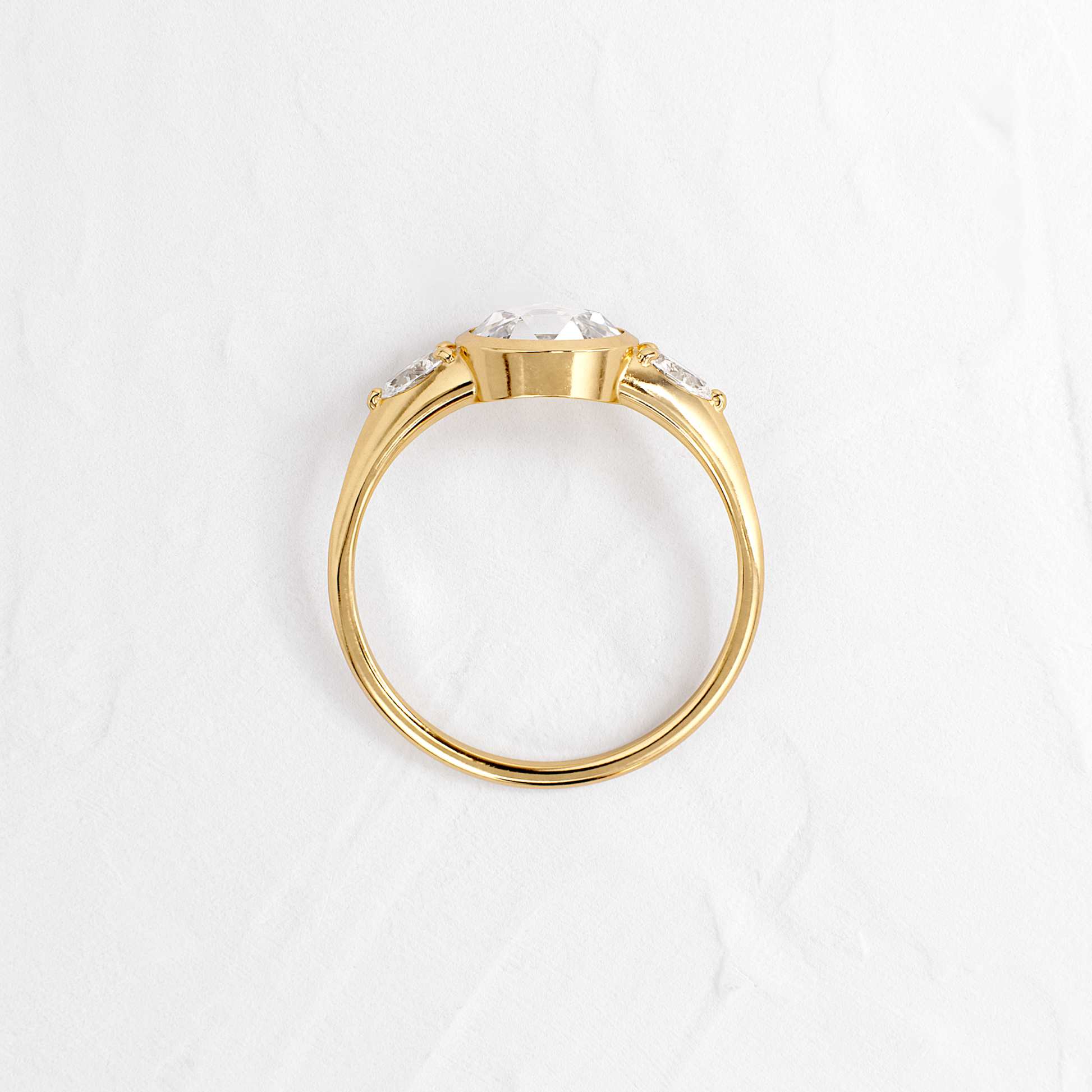Bezel & Three Stone-Rose Cut Lab Grown Diamond Engagement Ring