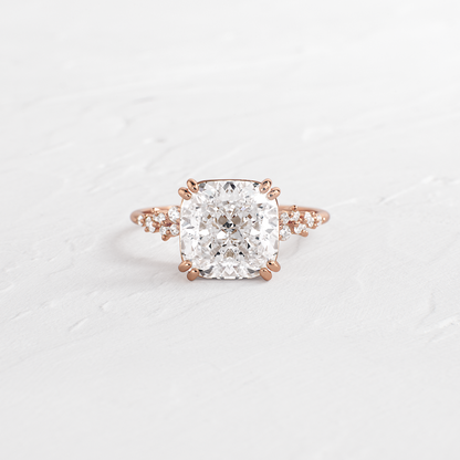 Cluster & Double Prong-Cushion Lab Grown Diamond Engagement Ring