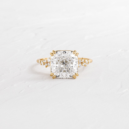 Cluster & Double Prong-Cushion Lab Grown Diamond Engagement Ring