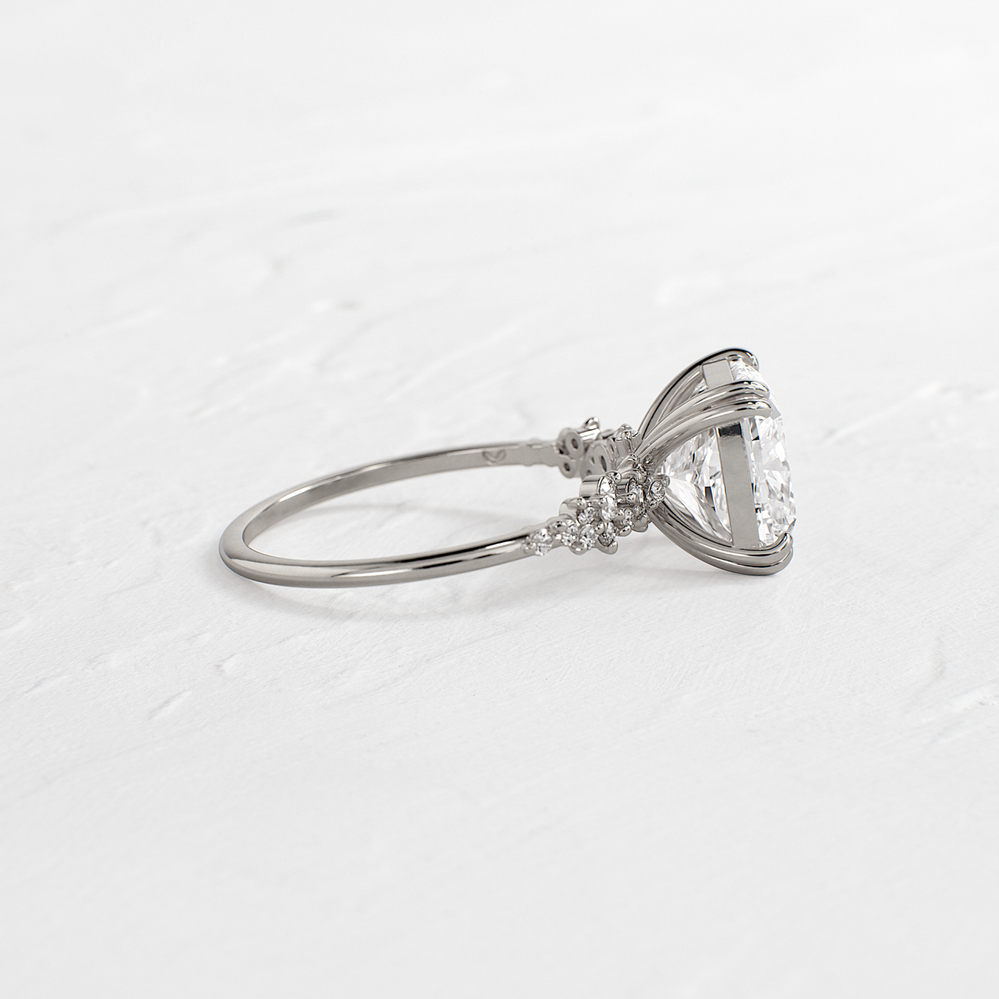 Cluster & Double Prong-Cushion Lab Grown Diamond Engagement Ring