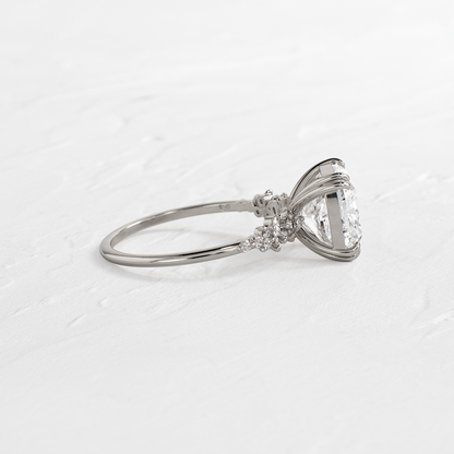 Cluster & Double Prong-Cushion Lab Grown Diamond Engagement Ring