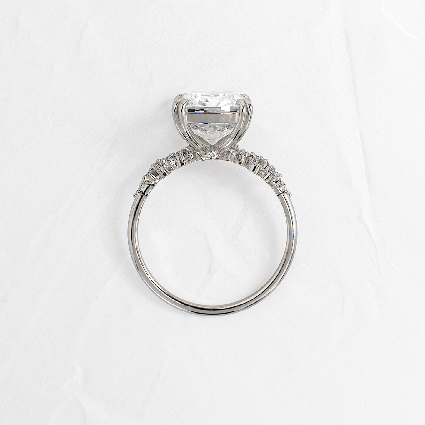 Cluster & Double Prong-Cushion Lab Grown Diamond Engagement Ring