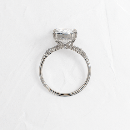 Cluster & Double Prong-Cushion Lab Grown Diamond Engagement Ring