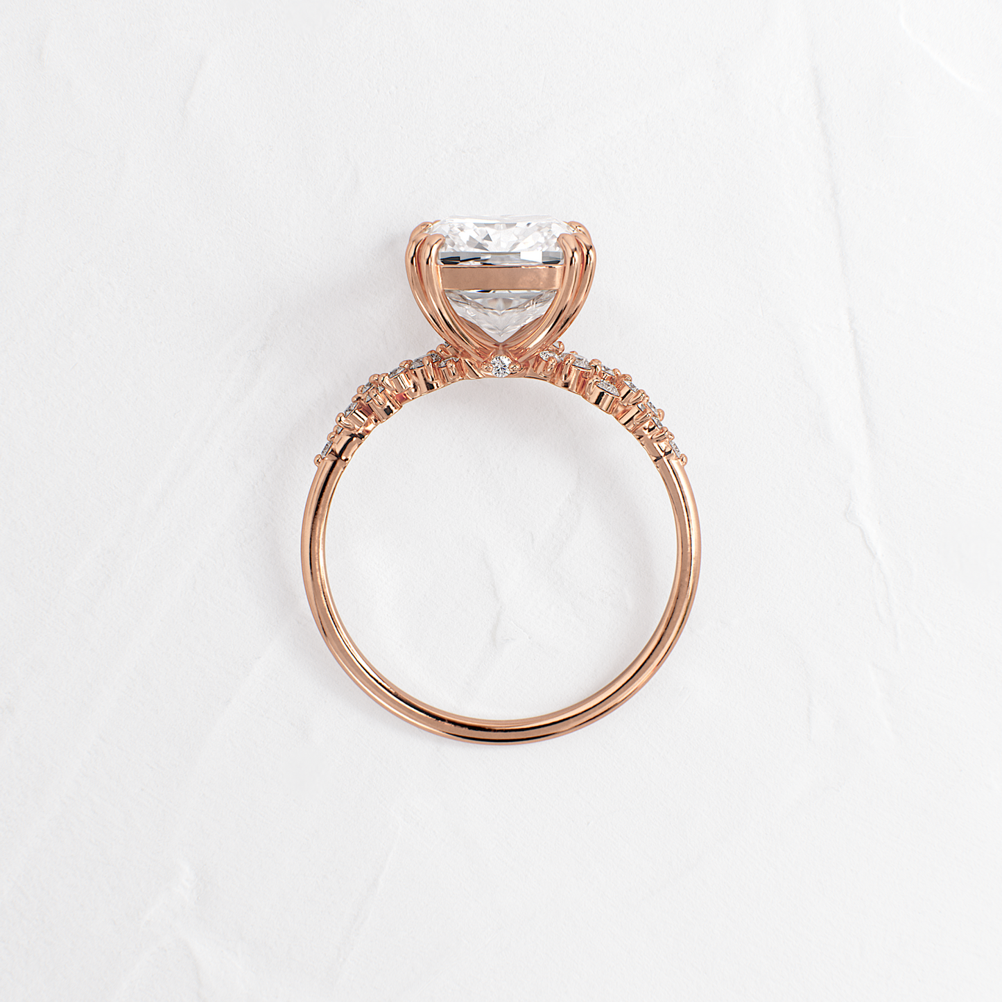 Cluster & Double Prong-Cushion Lab Grown Diamond Engagement Ring