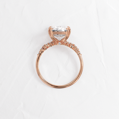 Cluster & Double Prong-Cushion Lab Grown Diamond Engagement Ring