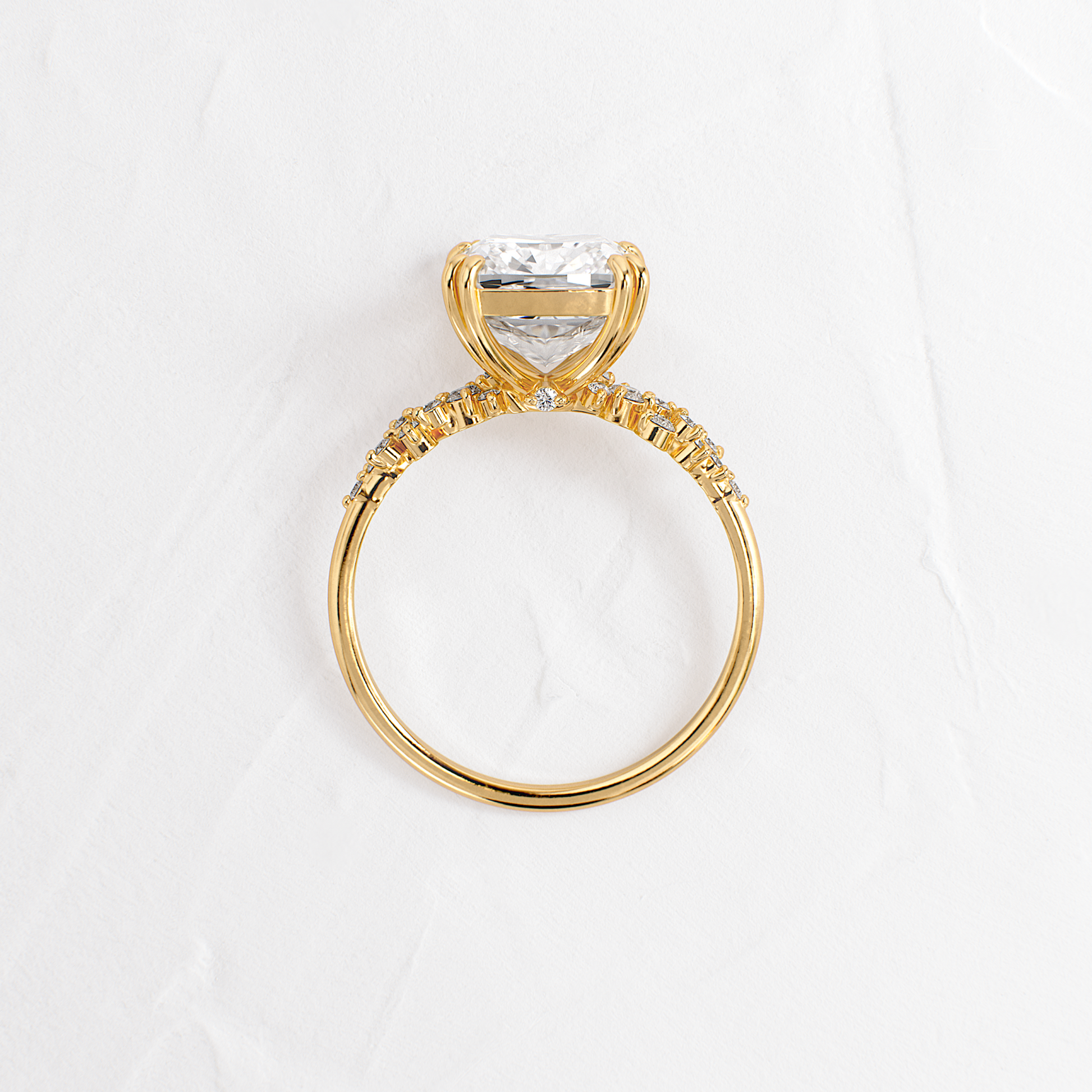 Cluster & Double Prong-Cushion Lab Grown Diamond Engagement Ring