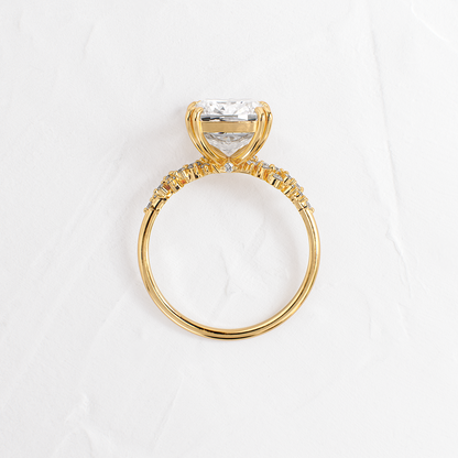 Cluster & Double Prong-Cushion Lab Grown Diamond Engagement Ring