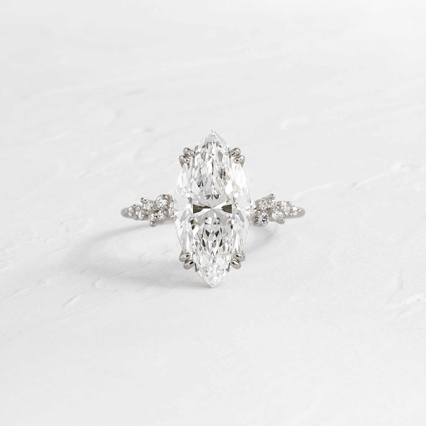 Cluster & Double Prong-Marquise Lab Grown Diamond Engagement Ring