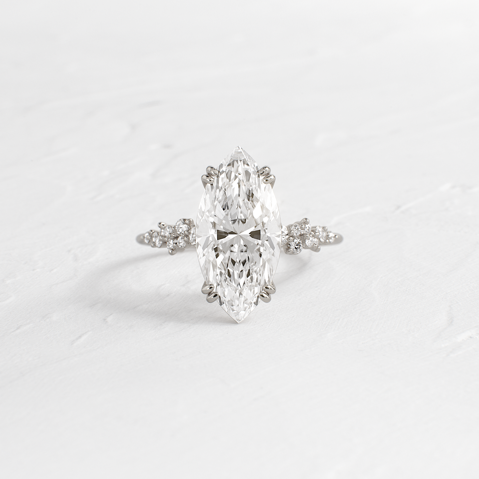 Cluster & Double Prong-Marquise Lab Grown Diamond Engagement Ring