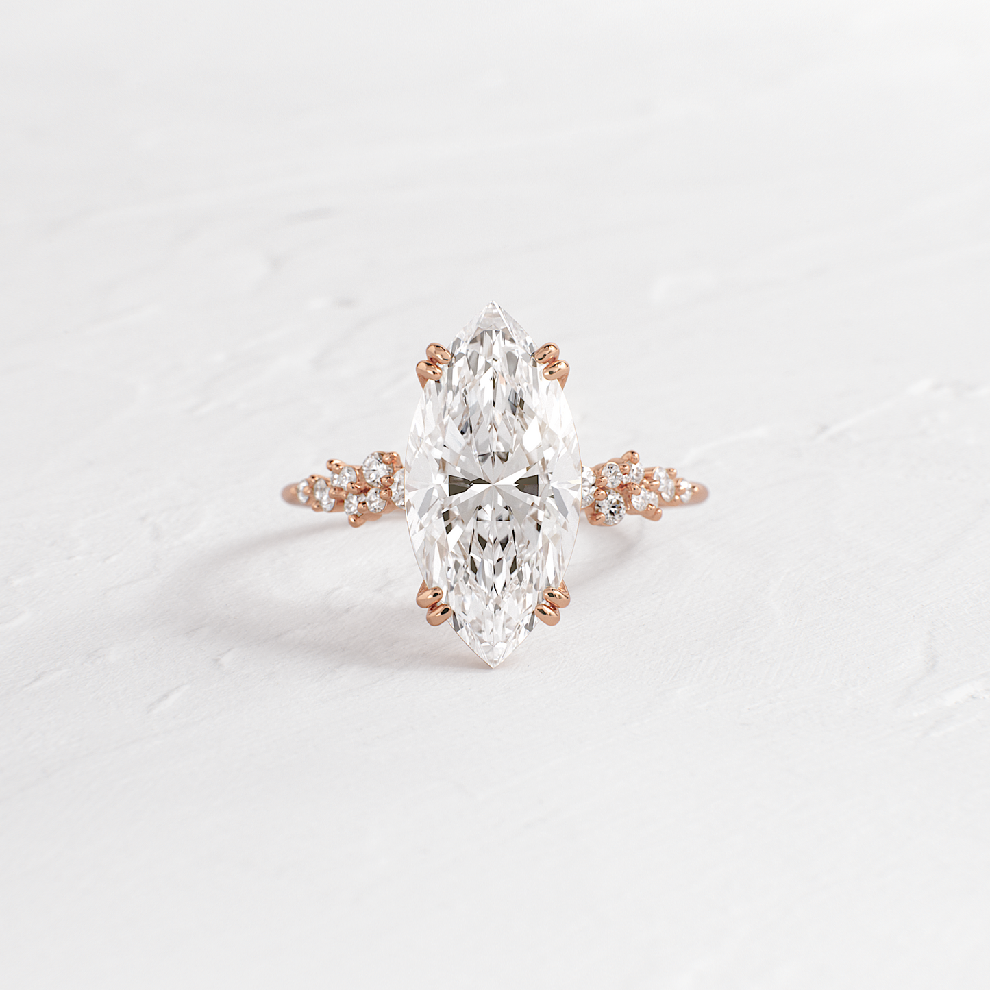 Cluster & Double Prong-Marquise Lab Grown Diamond Engagement Ring
