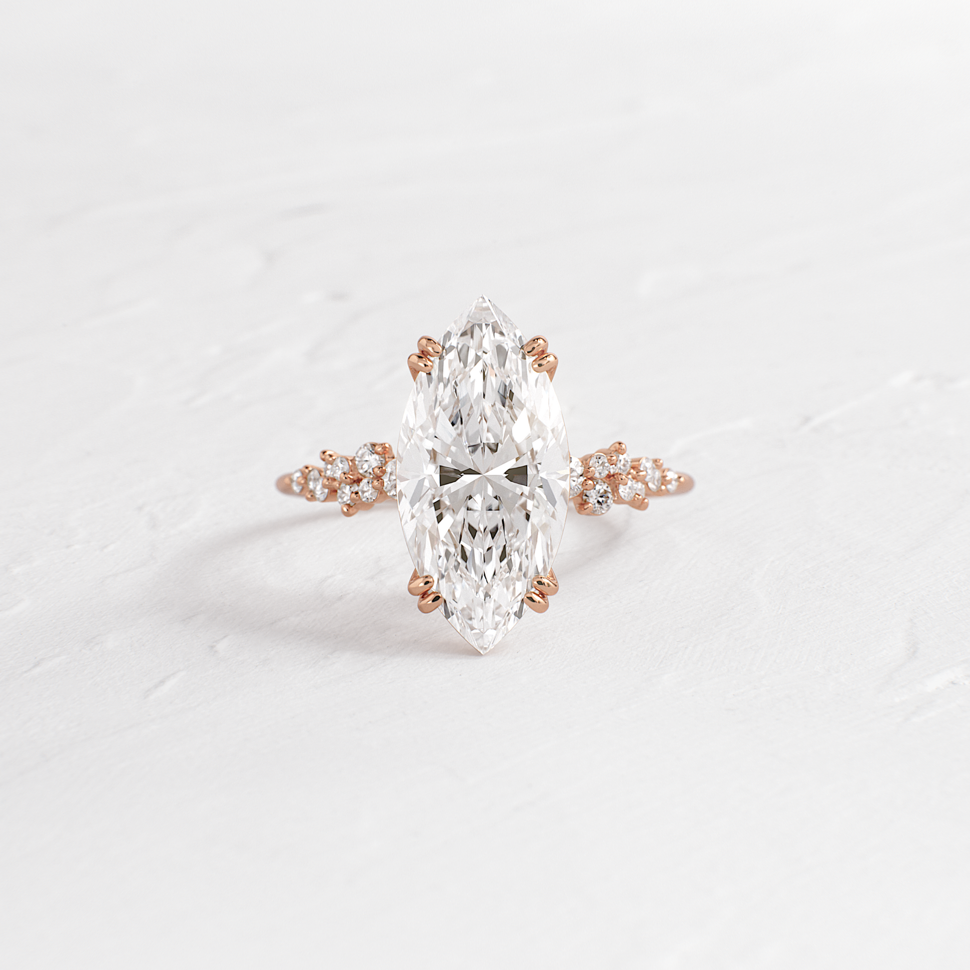 Cluster & Double Prong-Marquise Lab Grown Diamond Engagement Ring