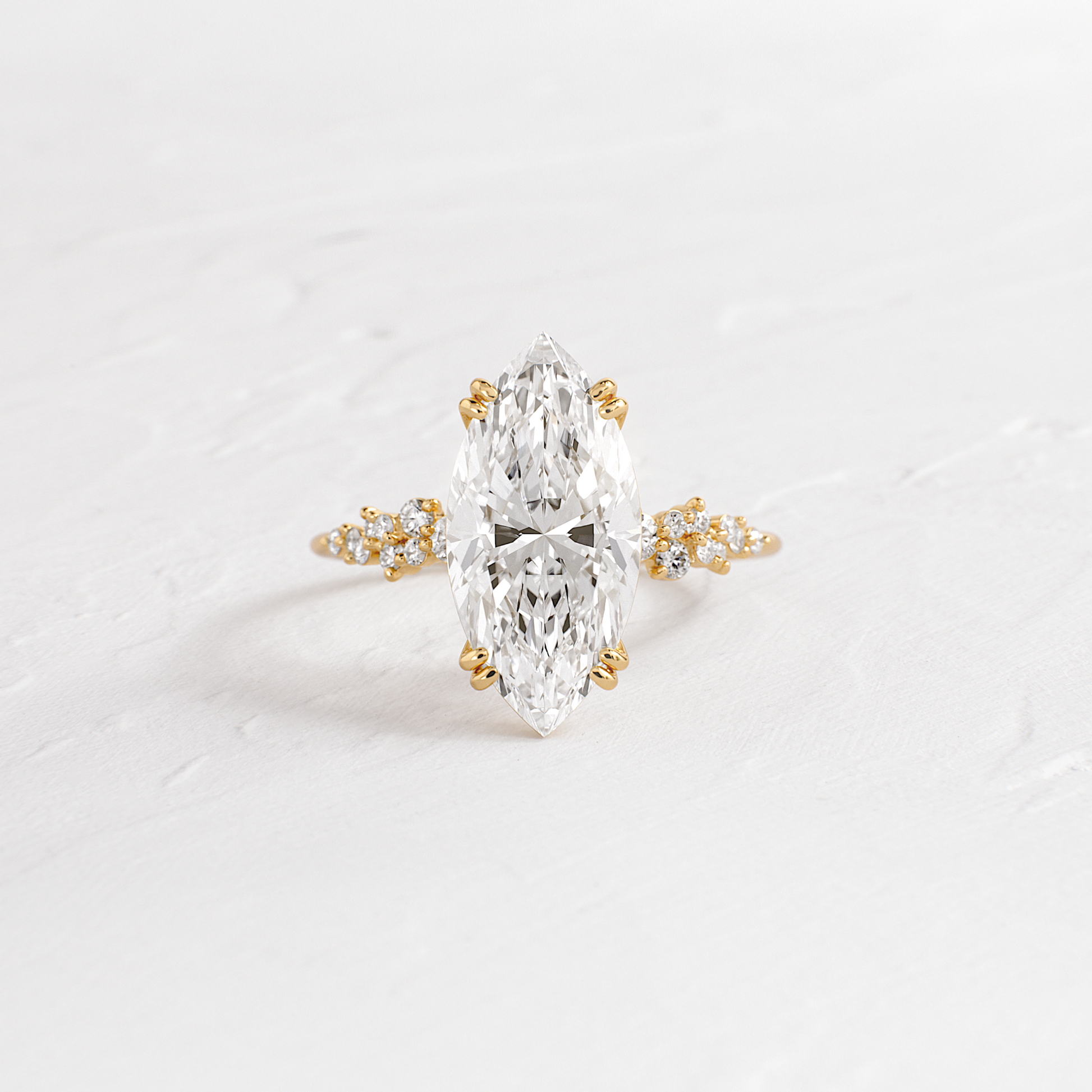 Cluster & Double Prong-Marquise Lab Grown Diamond Engagement Ring