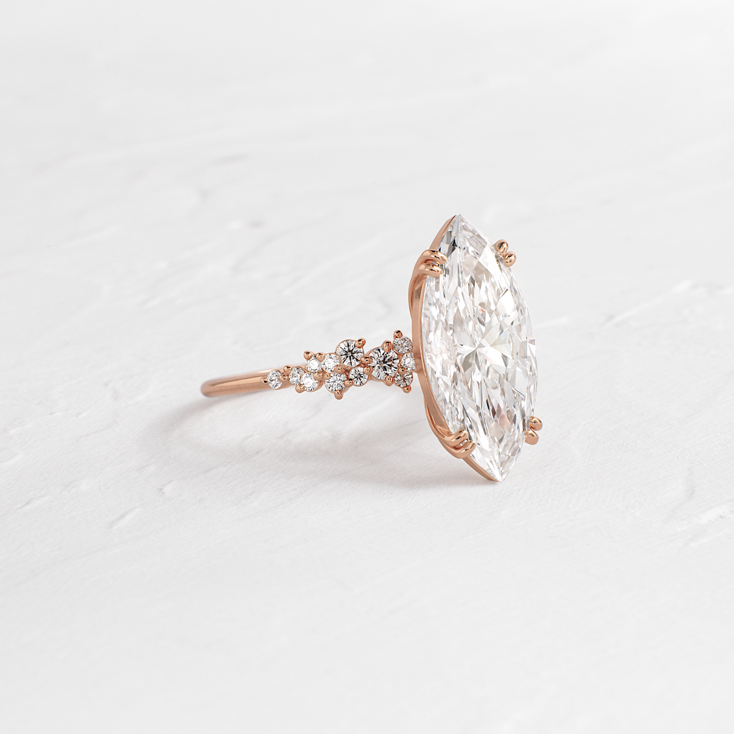 Cluster & Double Prong-Marquise Lab Grown Diamond Engagement Ring