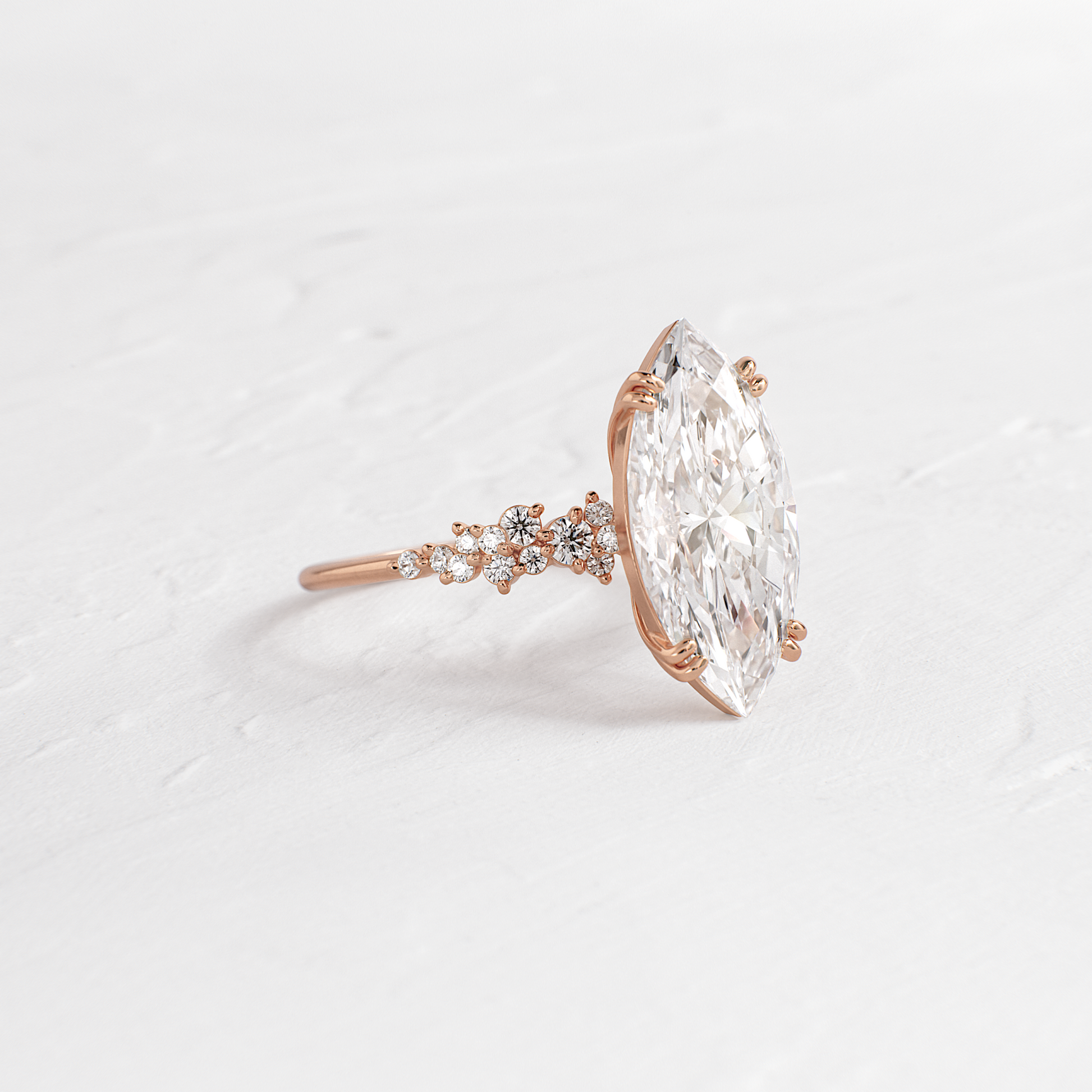 Cluster & Double Prong-Marquise Lab Grown Diamond Engagement Ring